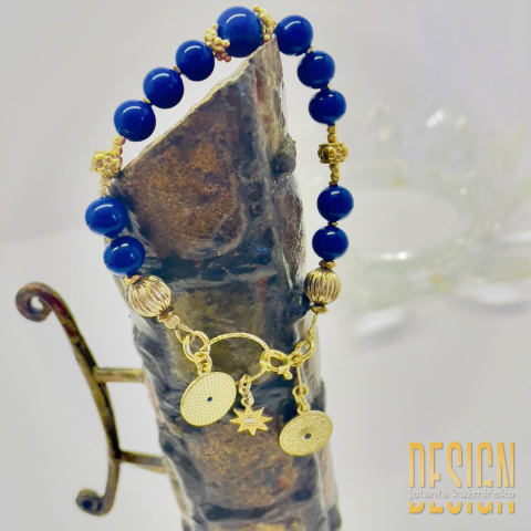 Bransoletka z lapisu lazuli w srebrze złoconym Bransoletka z lapisu lazuli w srebrze złoconym