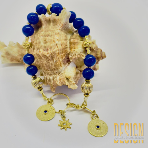 Bransoletka z lapisu lazuli w srebrze złoconym Bransoletka z lapisu lazuli w srebrze złoconym