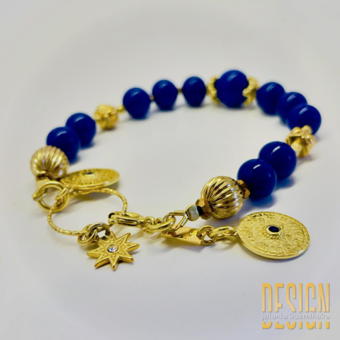Bransoletka z lapisu lazuli w srebrze złoconym Bransoletka z lapisu lazuli w srebrze złoconym