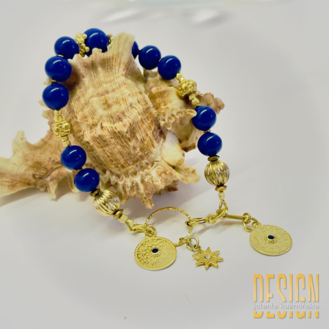 Bransoletka z lapisu lazuli w srebrze złoconym Bransoletka z lapisu lazuli w srebrze złoconym