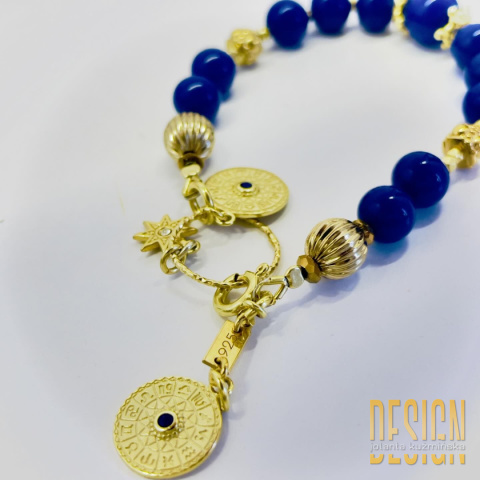 Bransoletka z lapisu lazuli w srebrze złoconym Bransoletka z lapisu lazuli w srebrze złoconym