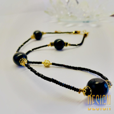 Naszyjnik- bransoletka czarny spinel, wenge w srebrze złoconym Naszyjnik- bransoletka czarny spinel, wenge w srebrze złoconym