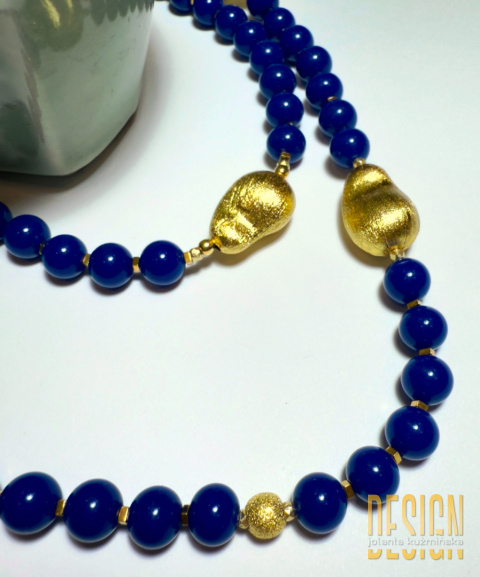 Naszyjnik z lapis lazuli w srebrze złoconym Naszyjnik z lapis lazuli w srebrze złoconym