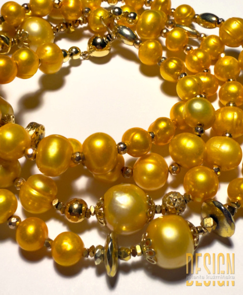 Naszyjnik z naturalnych żółtych pereł z Phuket otulony 24 k złóceniem -86 cm Naszyjnik z naturalnych żółtych pereł z Phuket otulony 24 k złóceniem -86 cm