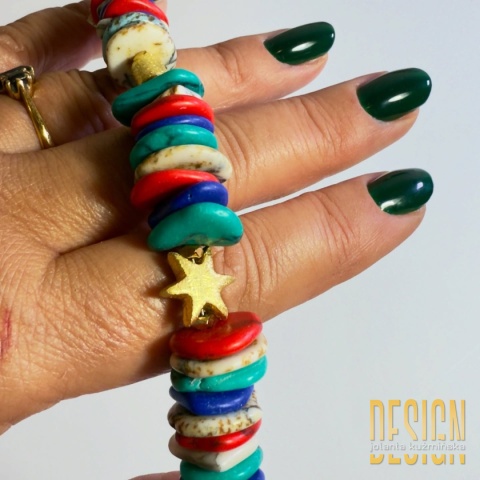 Bransoletka z jaspisów „Rainbow” – srebro złocone 24K Bransoletka z jaspisów „Rainbow” – srebro złocone 24K