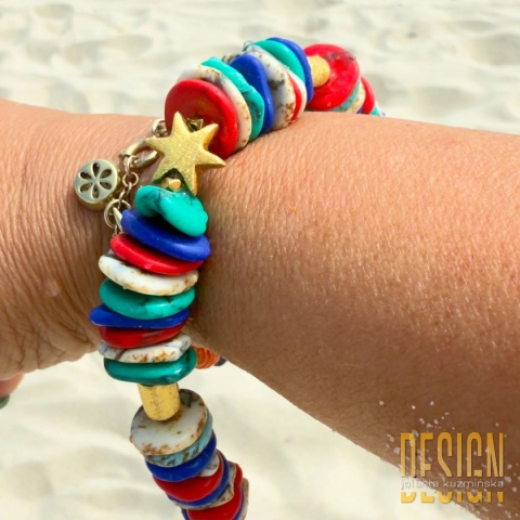 Bransoletka z jaspisów „Rainbow” – srebro złocone 24K Bransoletka z jaspisów „Rainbow” – srebro złocone 24K