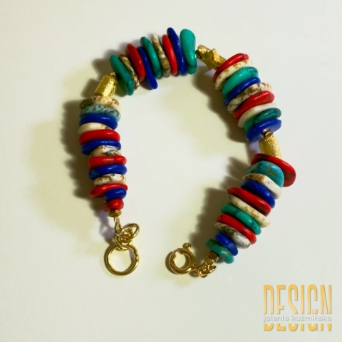 Bransoletka z jaspisów „Rainbow” – srebro złocone 24K Bransoletka z jaspisów „Rainbow” – srebro złocone 24K