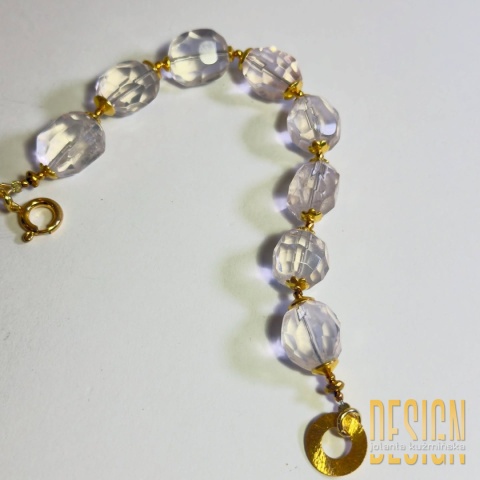 Bransoletka z kwarcu różowego – srebro pozłacane Bransoletka z kwarcu różowego – srebro pozłacane