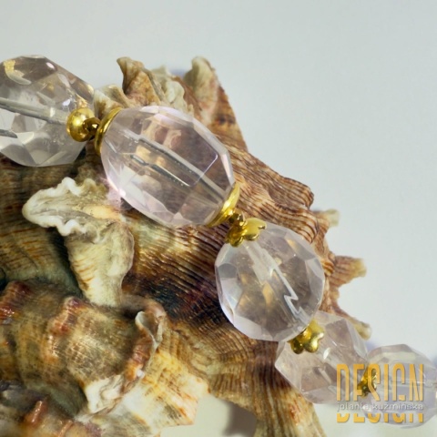 Bransoletka z kwarcu różowego – srebro pozłacane Bransoletka z kwarcu różowego – srebro pozłacane