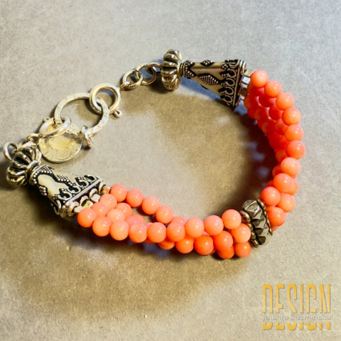 Bransoletka z naturalnego koralu i srebra 925 - unikatowa biżuteria handmade