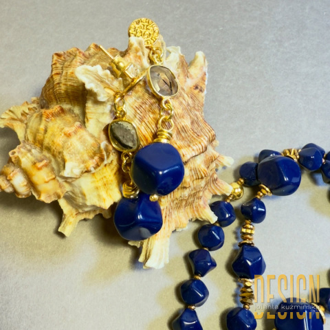 Kolczyki lapis lazuli labradoryt w złoconym srebrze Kolczyki lapis lazuli labradoryt w złoconym srebrze