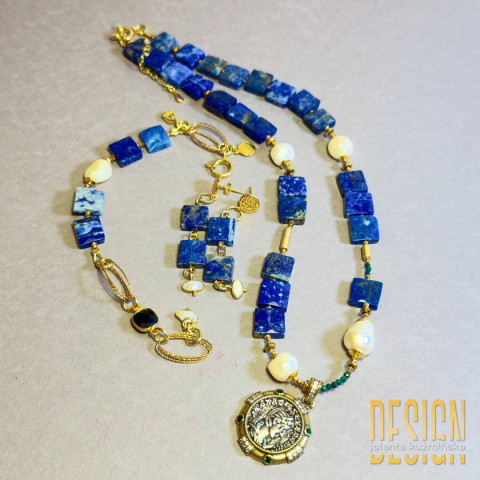 Kolczyki z lapis lazuli i perłą – srebro złocone 24k złotem Kolczyki z lapis lazuli i perłą – srebro złocone 24k złotem