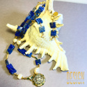 Kolczyki z lapis lazuli i perłą – srebro złocone 24k złotem