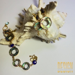 Kolczyki z muszli abalone z ametystami i perłami | Kuźmińska Design