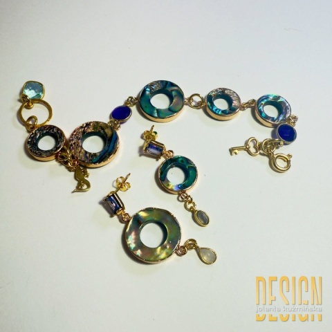 Kolczyki z muszli abalone z ametystami i perłami | Kuźmińska Design Kolczyki z muszli abalone z ametystami i perłami | Kuźmińska Design