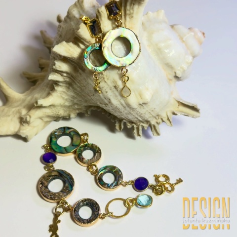 Kolczyki z muszli abalone z ametystami i perłami | Kuźmińska Design Kolczyki z muszli abalone z ametystami i perłami | Kuźmińska Design