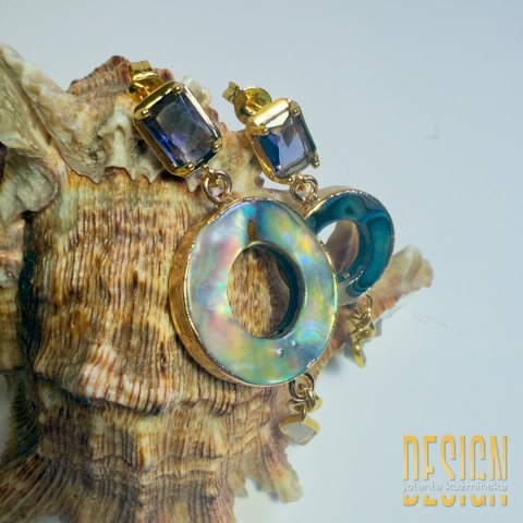 Kolczyki z muszli abalone z ametystami i perłami | Kuźmińska Design Kolczyki z muszli abalone z ametystami i perłami | Kuźmińska Design