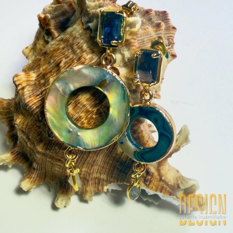 Kolczyki z muszli abalone z ametystami i perłami | Kuźmińska Design Kolczyki z muszli abalone z ametystami i perłami | Kuźmińska Design