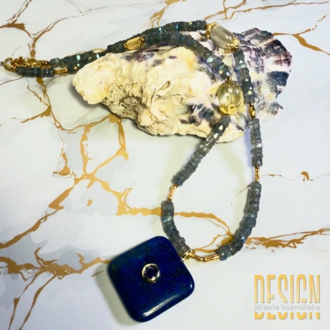 Naszyjnik lapis lazuli, ametyst, labradoryt, cytryn | Kuźmińska Design