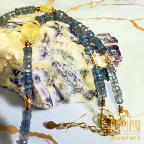 Naszyjnik lapis lazuli, ametyst, labradoryt, cytryn | Kuźmińska Design