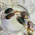 Naszyjnik z muszli abalone i pereł naturalnych | 50 cm | Srebro złocone 24k