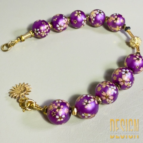 Bransoletka Tesha Violet Sakura – japońskie korale, srebro pozłacane 24K | Kuźmińska Design