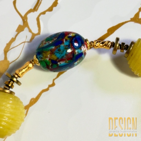 Bransoletka z żółtego onyksu i szkła Murano | Srebro pozłacane 24K | Kuźmińska Design