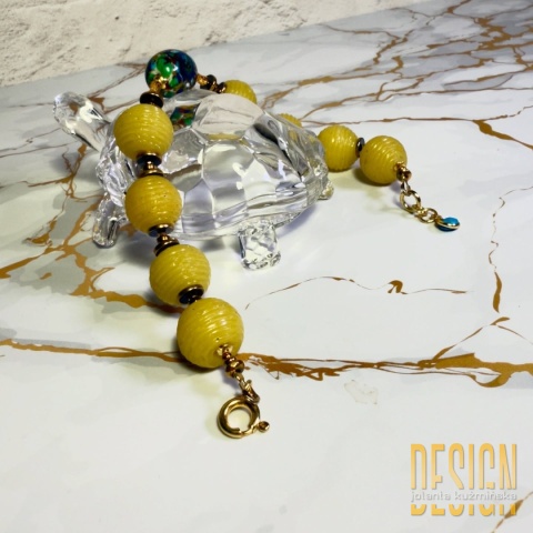 Bransoletka z żółtego onyksu i szkła Murano | Srebro pozłacane 24K | Kuźmińska Design