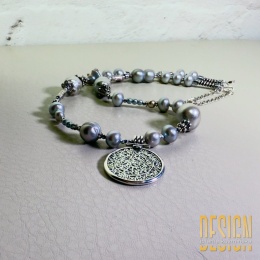 Naszyjnik z naturalnych pereł Honora z antyczną zawieszką – srebro 925 | Kuźmińska Design