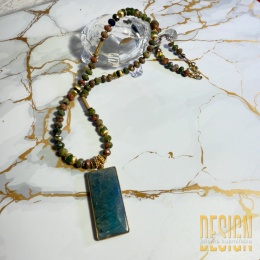 Naszyjnik z unakitu i labradorytu – biżuteria artystyczna | Kuźmińska Design